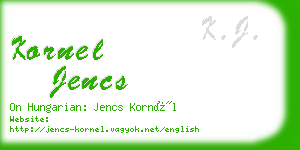 kornel jencs business card